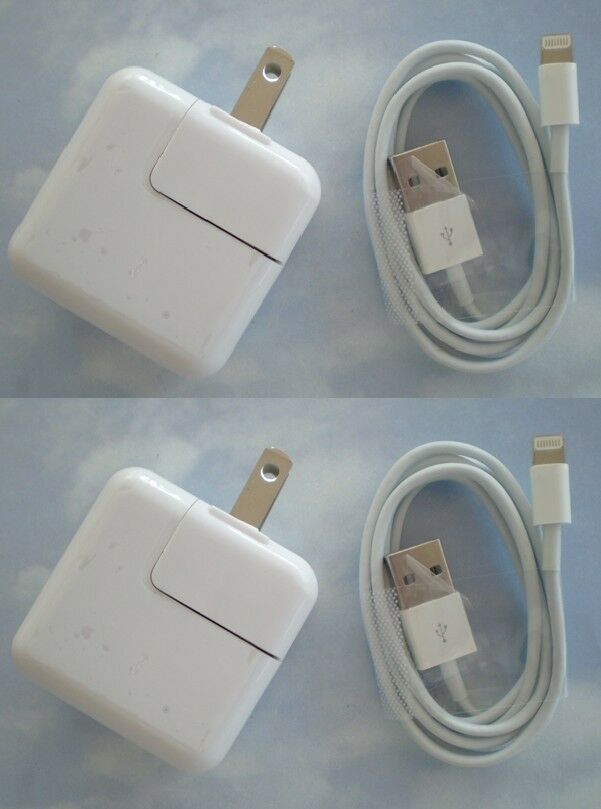 2 Sets - 12 Watt 2.4 Amp  Charger For Ipad Ii To Air-1 And 8 Pin Sync Cable