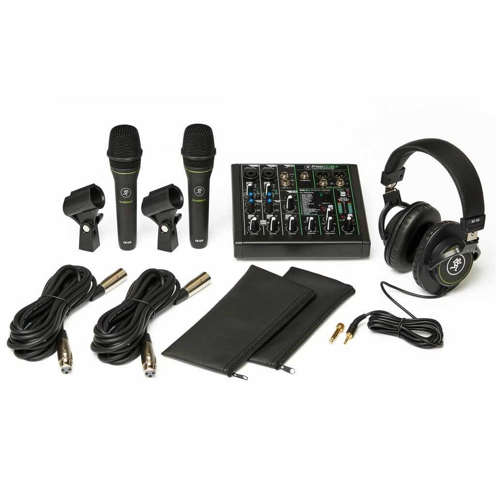 Mackie Performer Bundle W/ Profx6v3 Mixer, Em89d Dynamic Microphones, And Mc-100