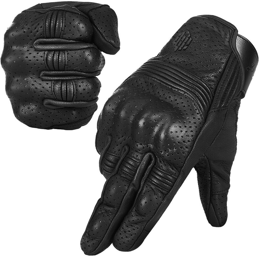 Ilm Touchscreen Goatskin Leather Motorcycle Motorbike Power Sports Racing Gloves