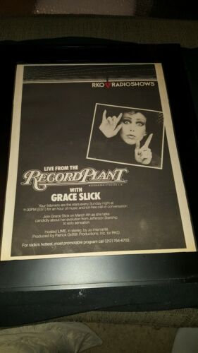 Grace Slick Live From The Record Plant Rare Original Promo Poster Ad Framed!