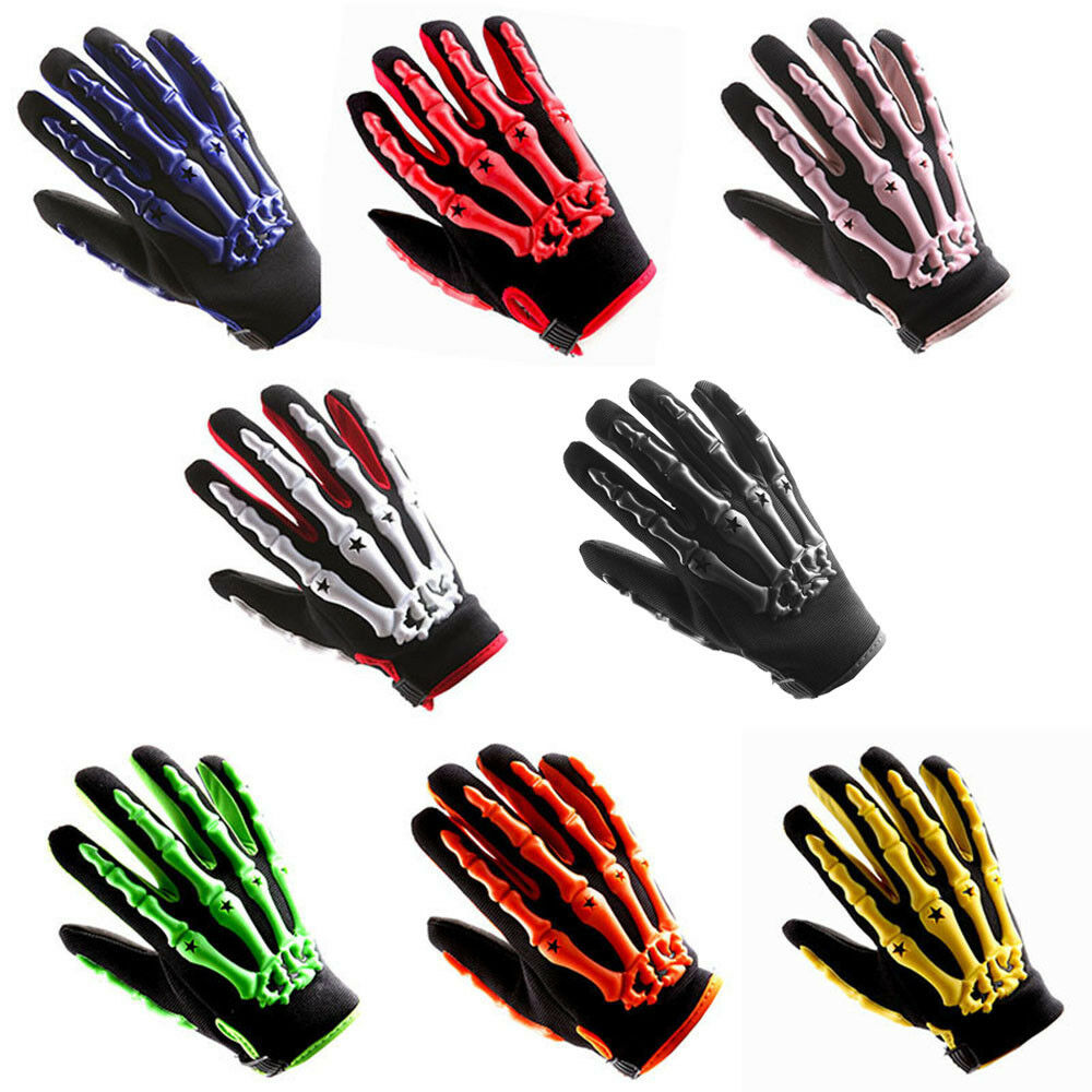 Youth Kids Motorcycle Motocross Mx Bmx Dirt Bike Racing Sports Skeleton Gloves